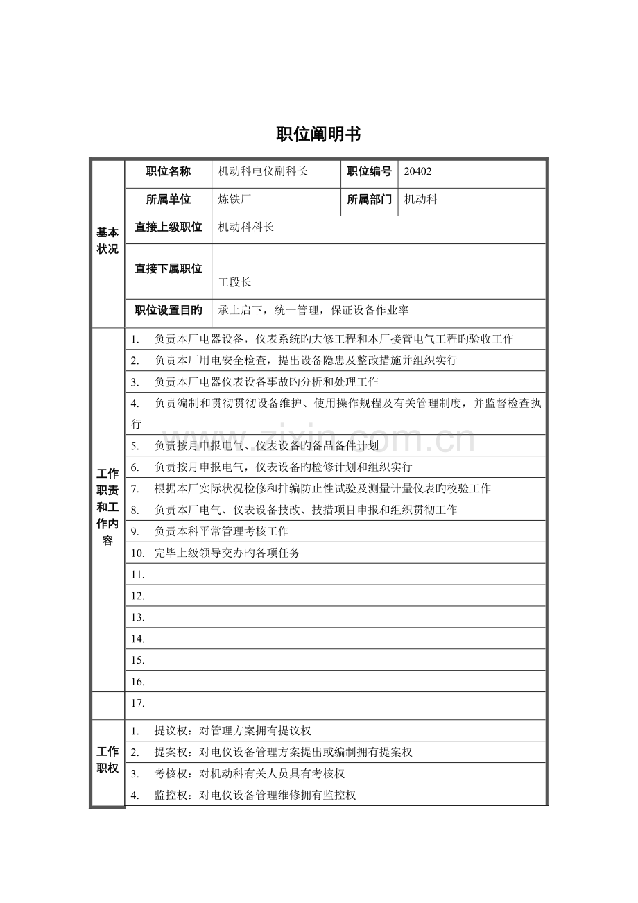 机动科电仪副科长岗位职责.doc_第1页