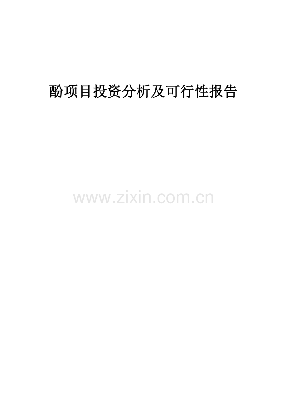 2024年酚项目投资分析及可行性报告.docx_第1页