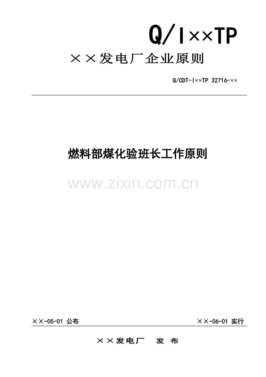 燃料部煤化验班长工作标准.doc_第1页