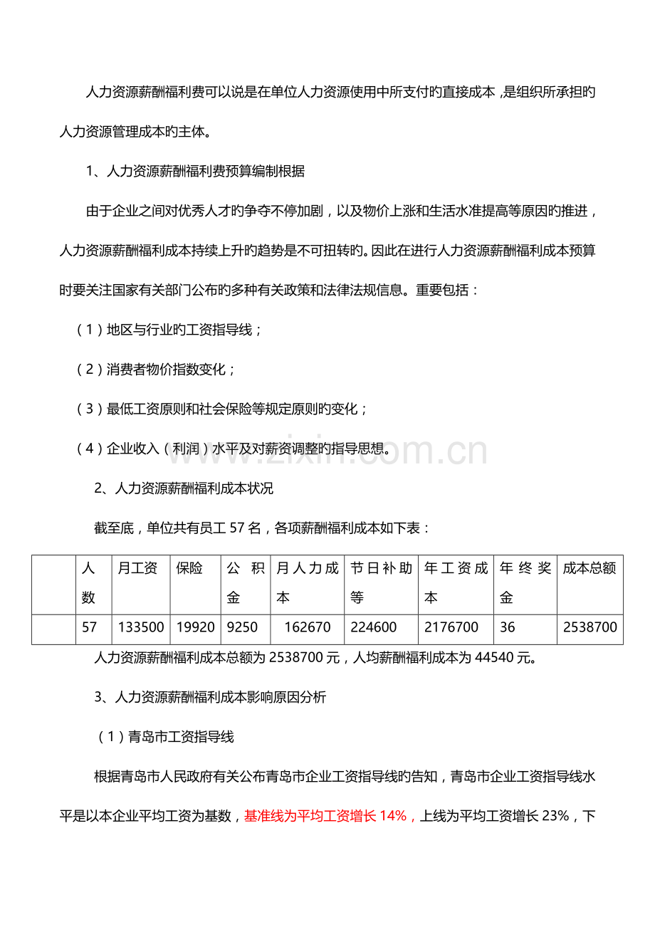 示例餐饮企业人力资源管理成本预算报告.doc_第2页