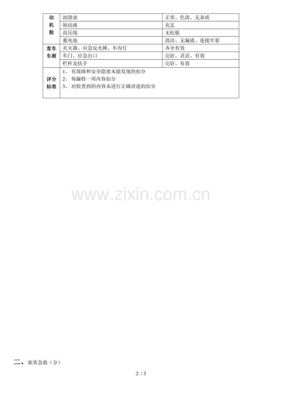 道路客运驾驶员从业资格专业知识应用能力考试评分表.doc_第2页