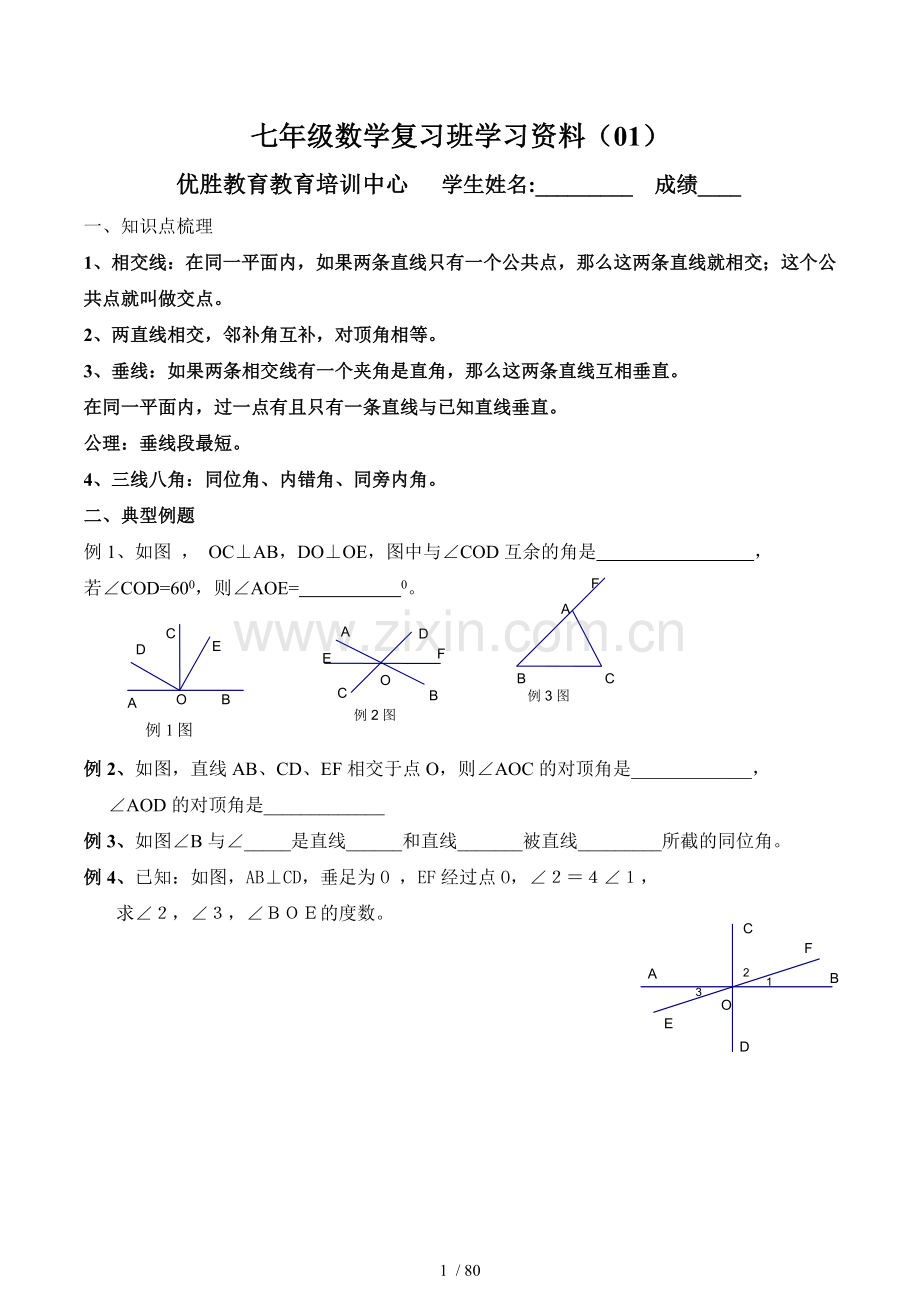 人教版初一数学下册全册复习资料.doc_第1页