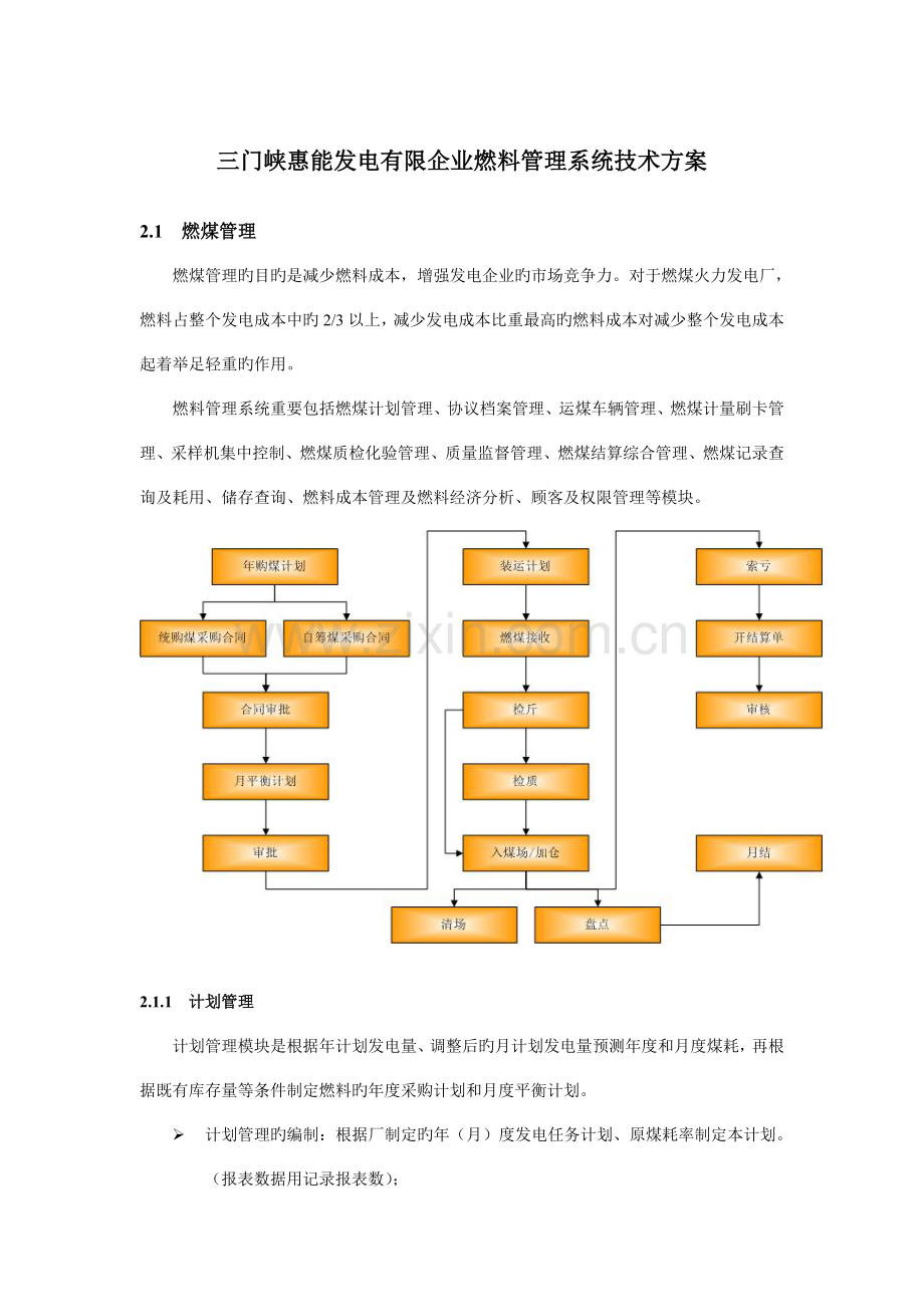 三门峡惠能发电有限公司燃料管理系统技术方案.doc_第1页