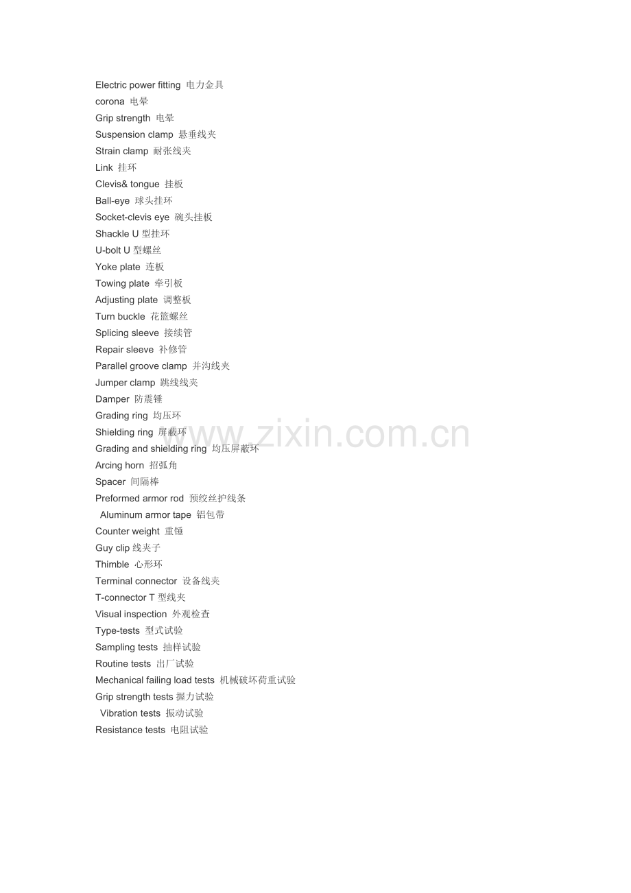 输变电线路金具英文对照.doc_第1页