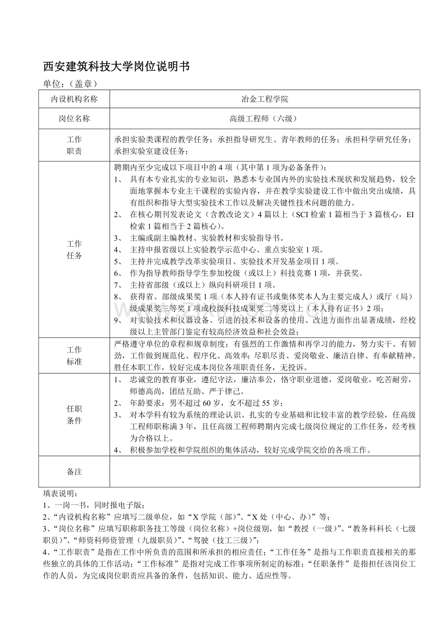 陕西省事业单位岗位说明书.doc_第1页