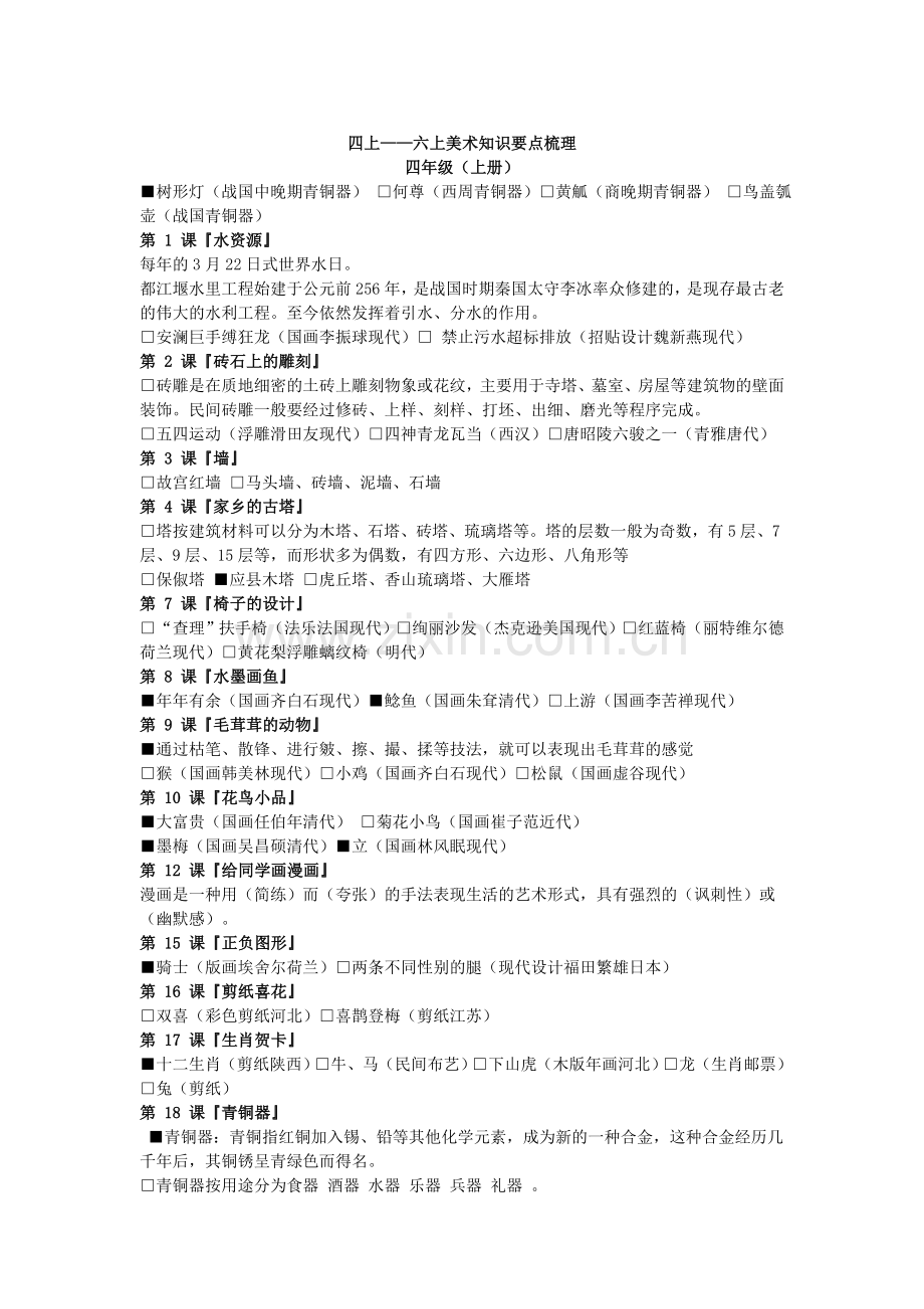 新版六年级美术知识点梳理.doc_第1页