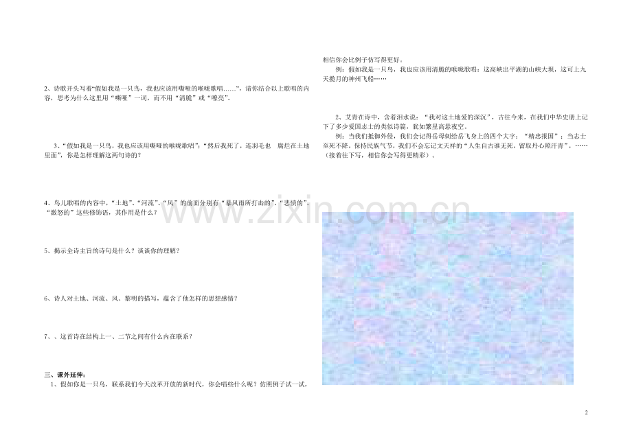 《我爱这土地》导学案及答案.doc_第2页