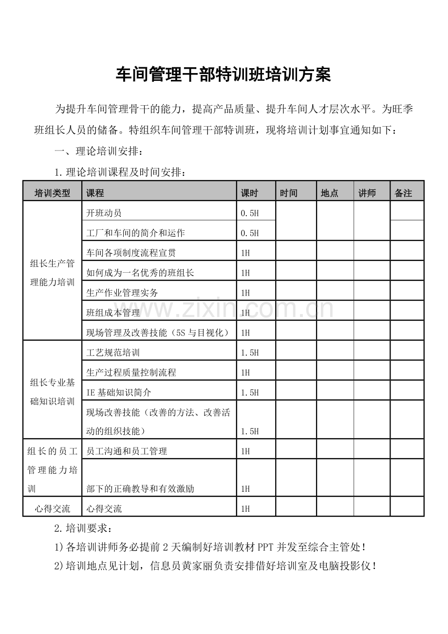 车间管理干部特训班方案.doc_第1页