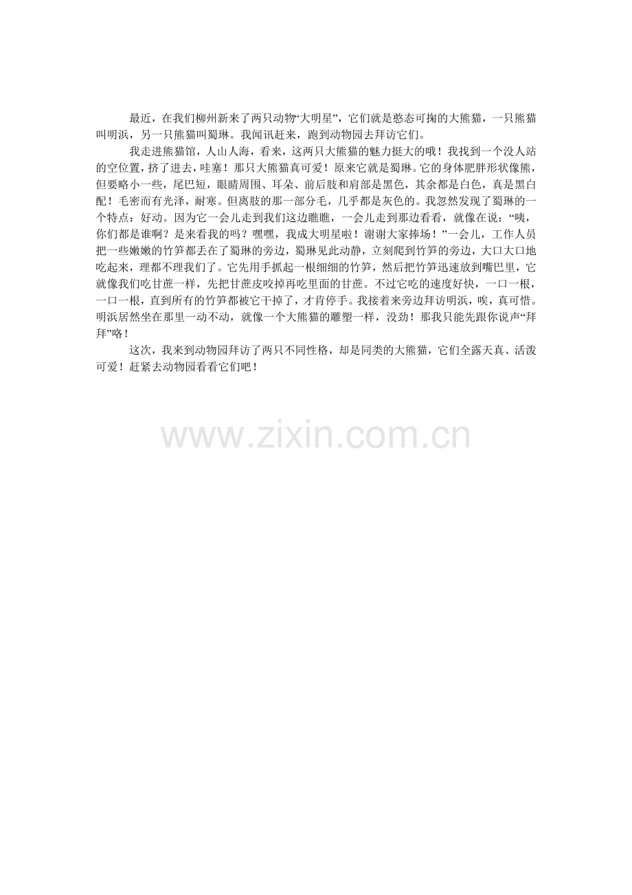 拜访大熊猫小学叙事作文.doc_第1页