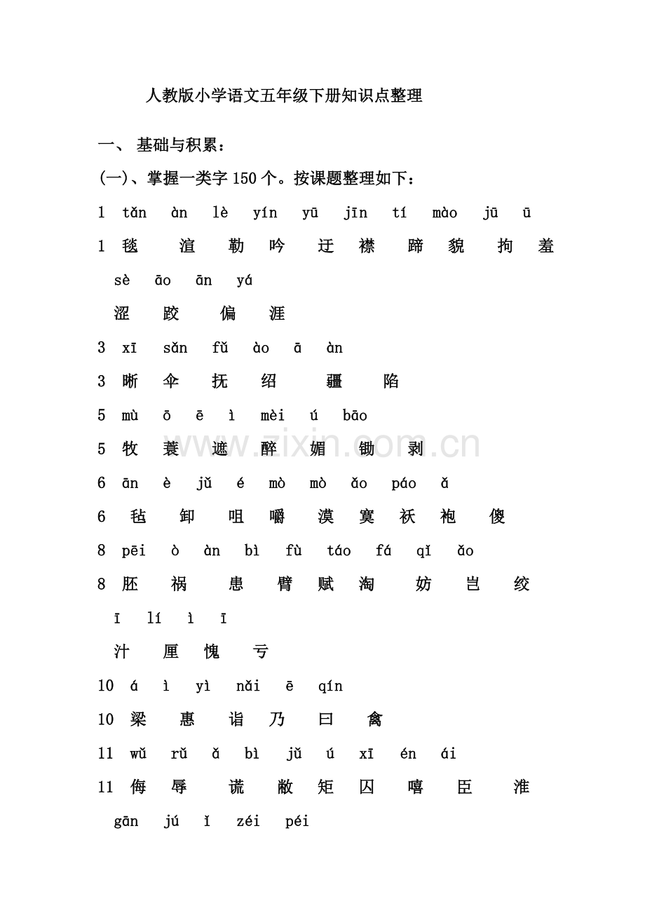 小学语文五年级下册知识点整理.doc_第1页