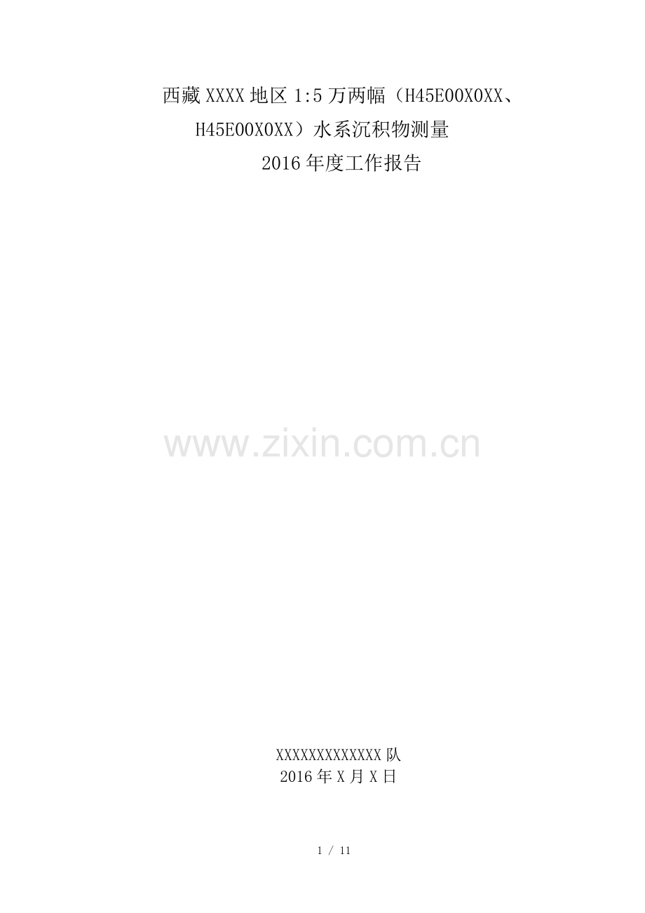 西藏XX地区1：5万水系沉积物测量年度总结报告.docx_第1页
