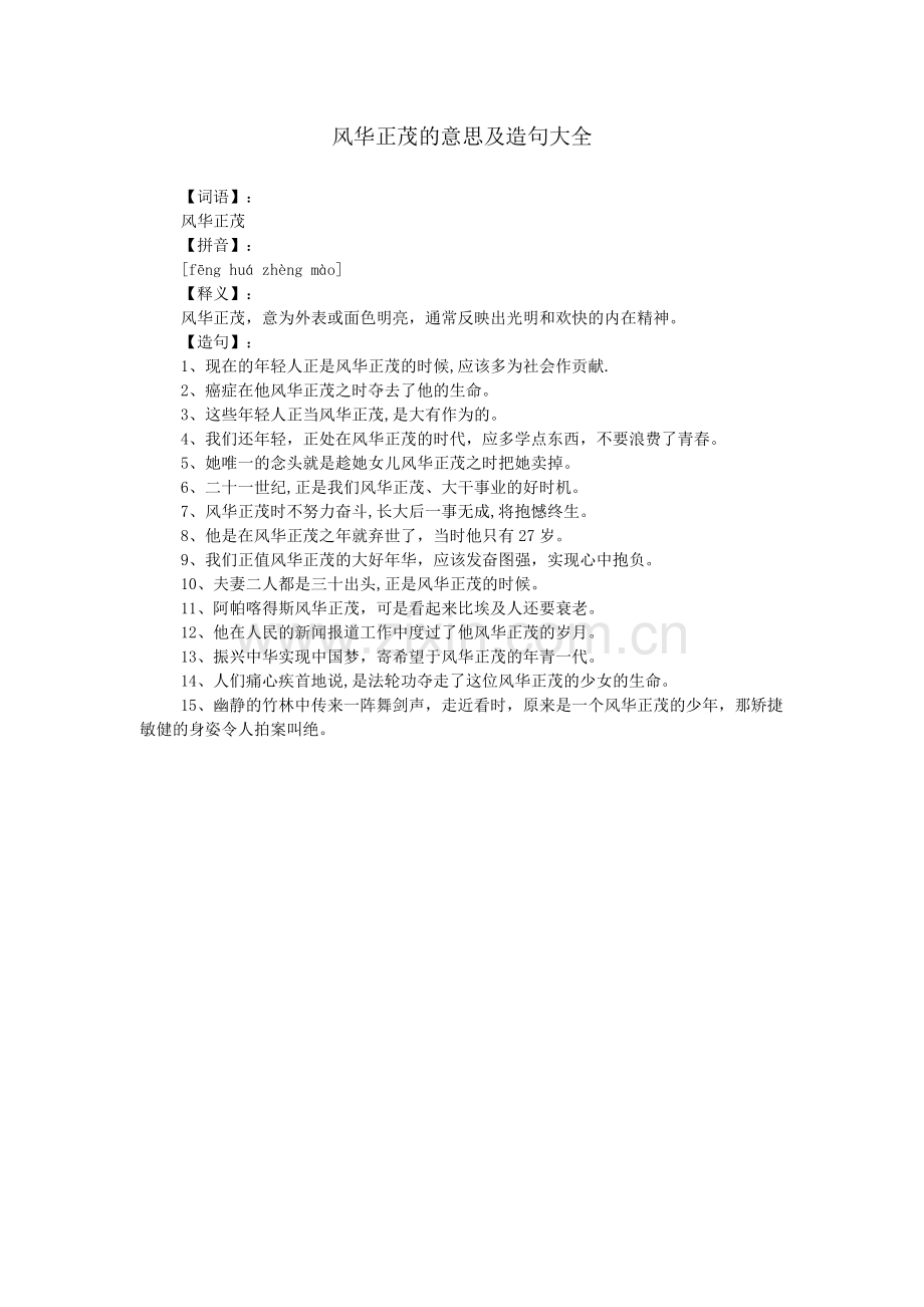 风华正茂的意思及造句大全.doc_第1页