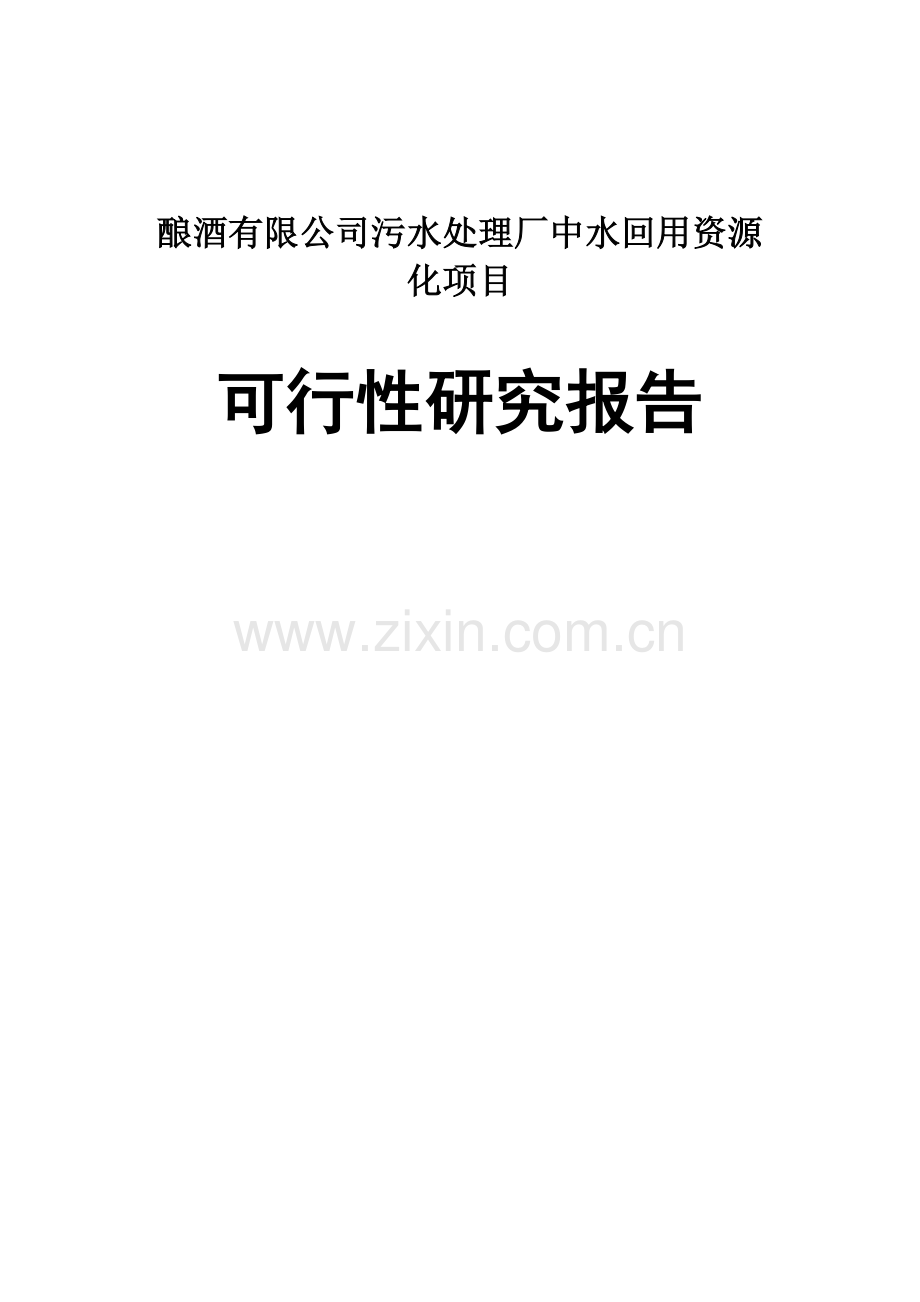 2017年酿酒有限公司污水处理厂中水回用资源化项目可行性研究报告.doc_第1页