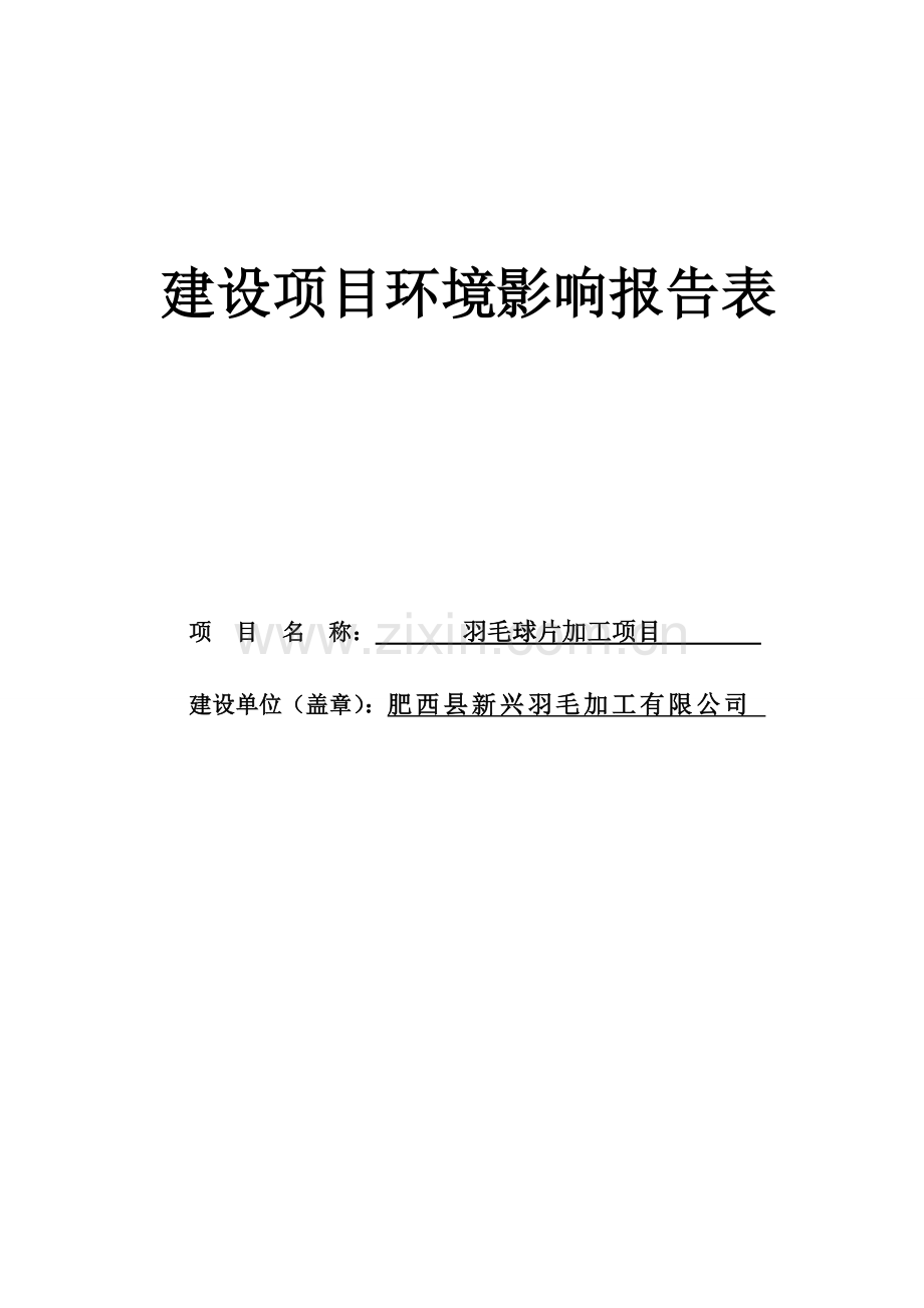 新兴羽毛加工有限公司羽毛球片加工项目申请立项环评书表.doc_第1页