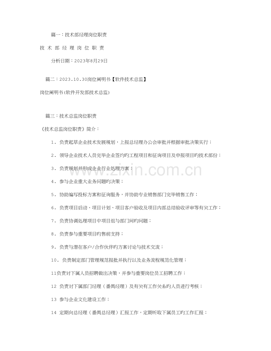 软件技术总监岗位职责共篇.doc_第1页