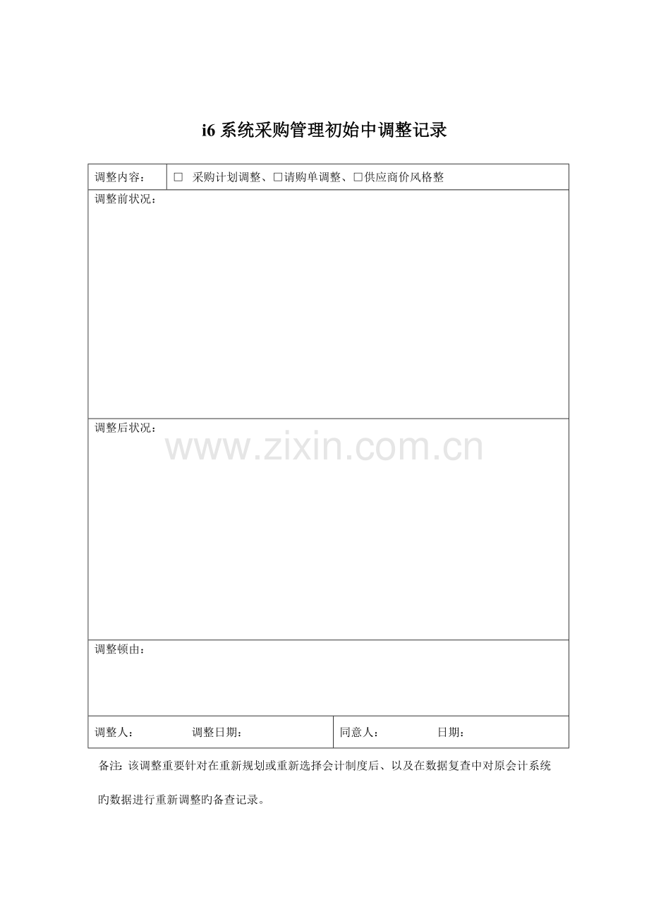 采购管理系统初始调整记录表.doc_第1页