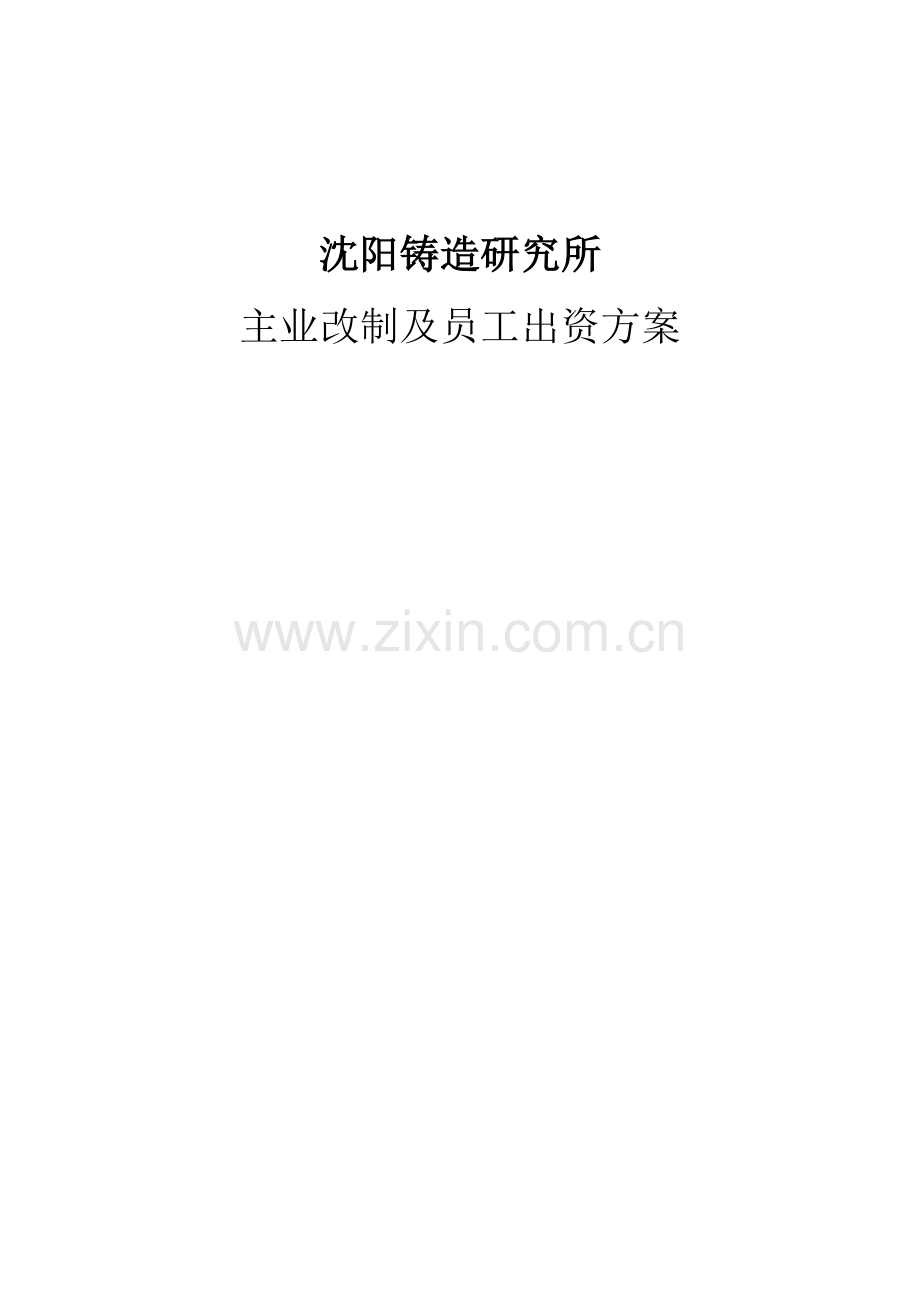 沈阳铸造研究所主业改制及员工出资方案.doc_第1页