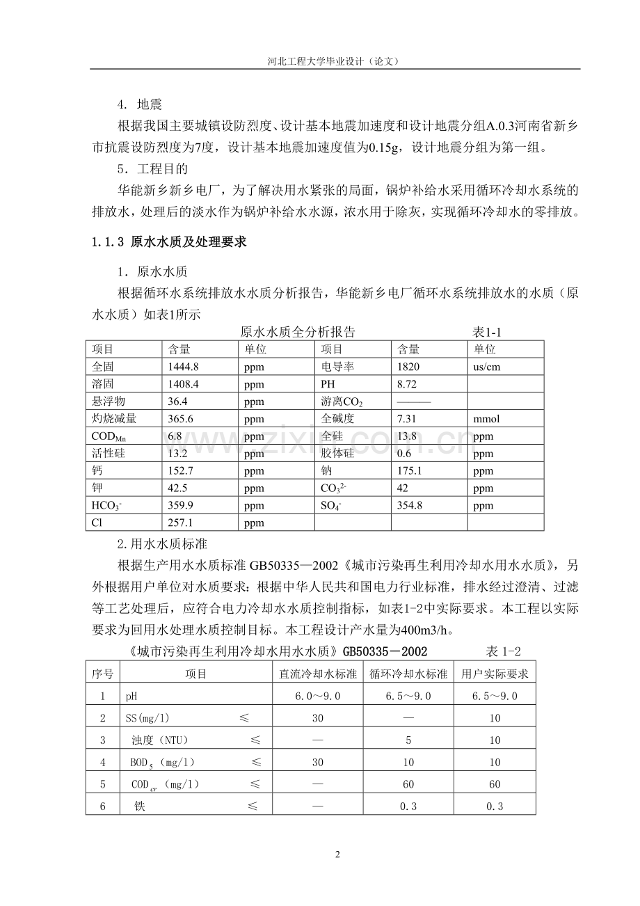 能华新乡电厂循环冷却水回用处理工程设计-学位论文.doc_第2页