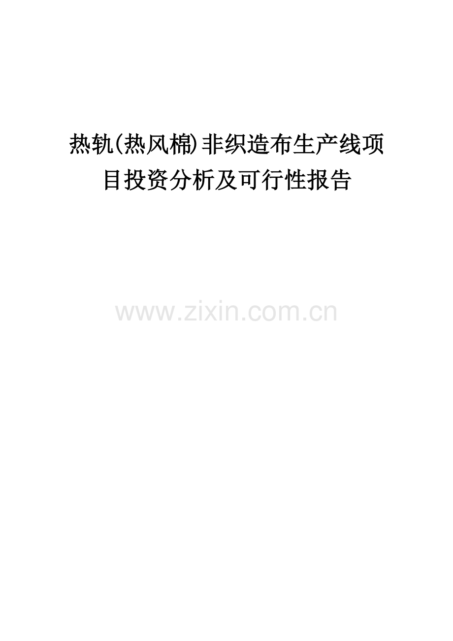 2024年热轨(热风棉)非织造布生产线项目投资分析及可行性报告.docx_第1页