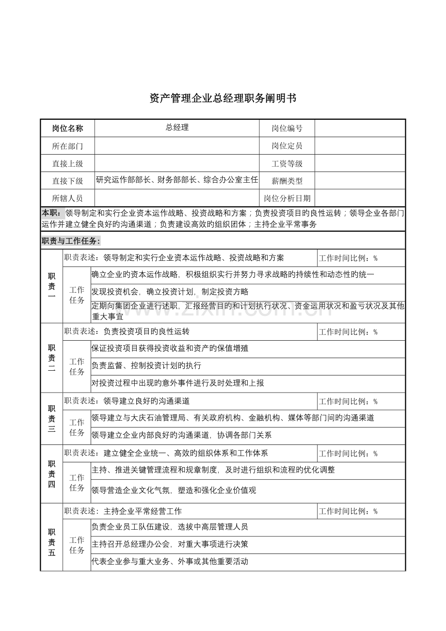公司总经理岗位说明书.doc_第1页