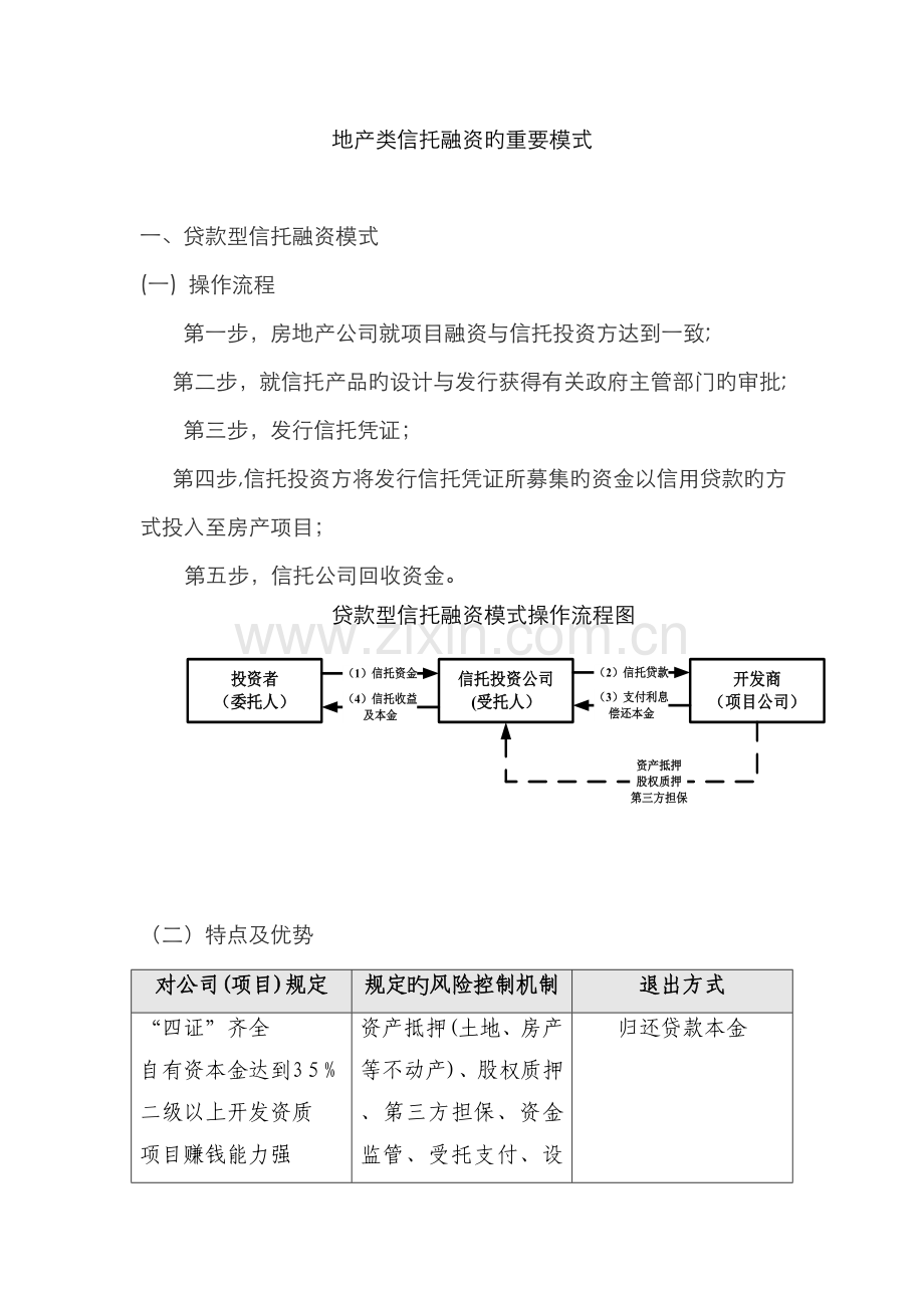 地产类信托融资的主要模式.doc_第1页