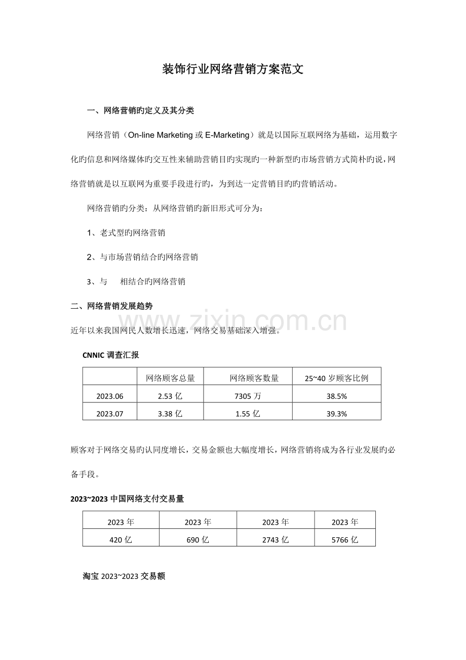 装饰行业网络营销方案范文.doc_第1页