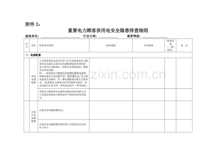 重要电力用户供用电安全隐患排查细则.doc_第1页