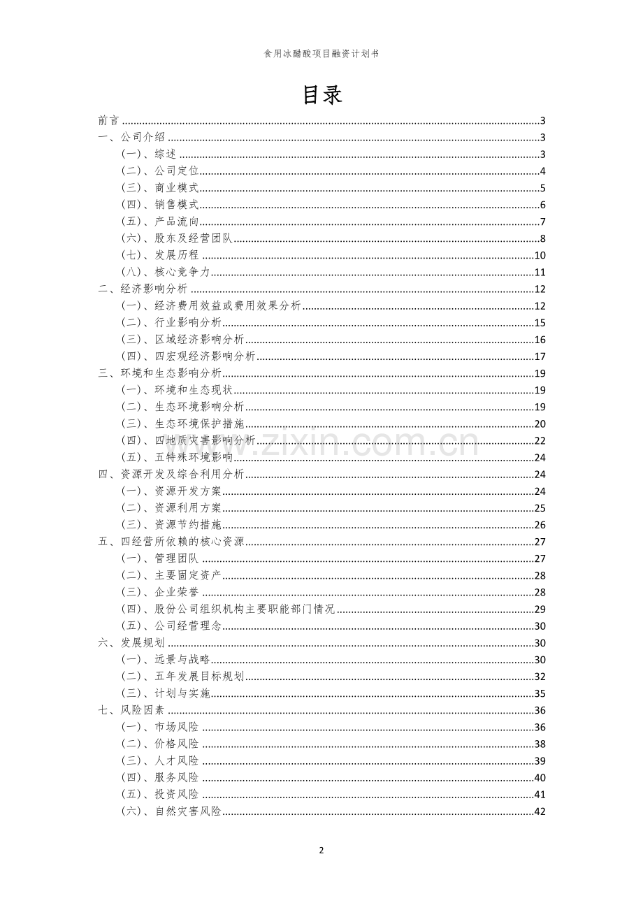 食用冰醋酸项目融资计划书.docx_第2页