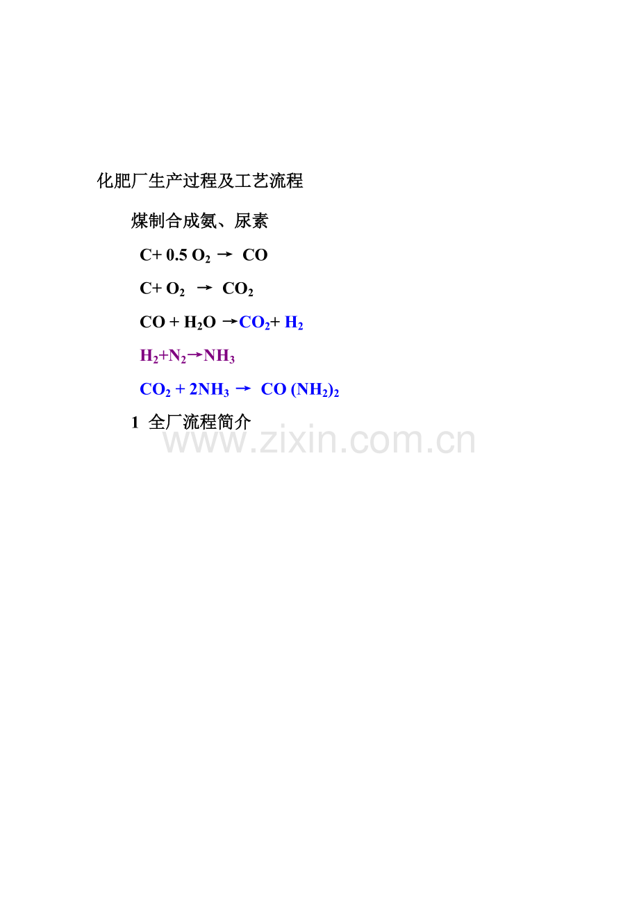 化肥厂生产过程及工艺流程.doc_第1页