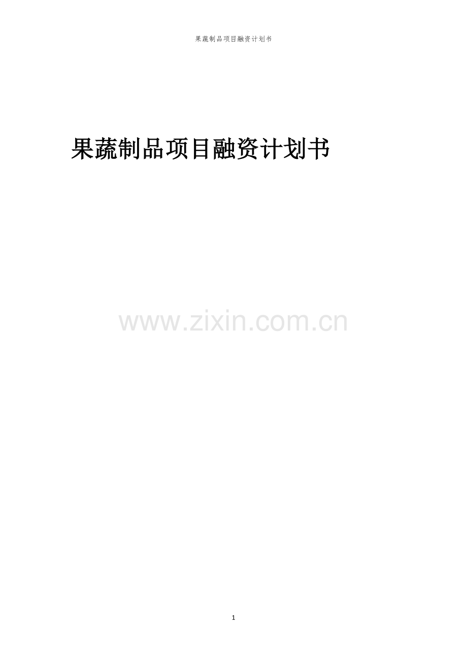 果蔬制品项目融资计划书.docx_第1页