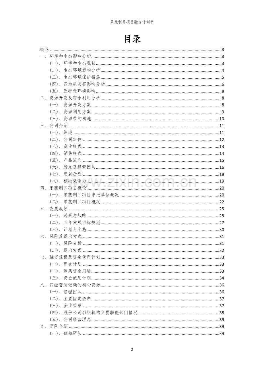 果蔬制品项目融资计划书.docx_第2页