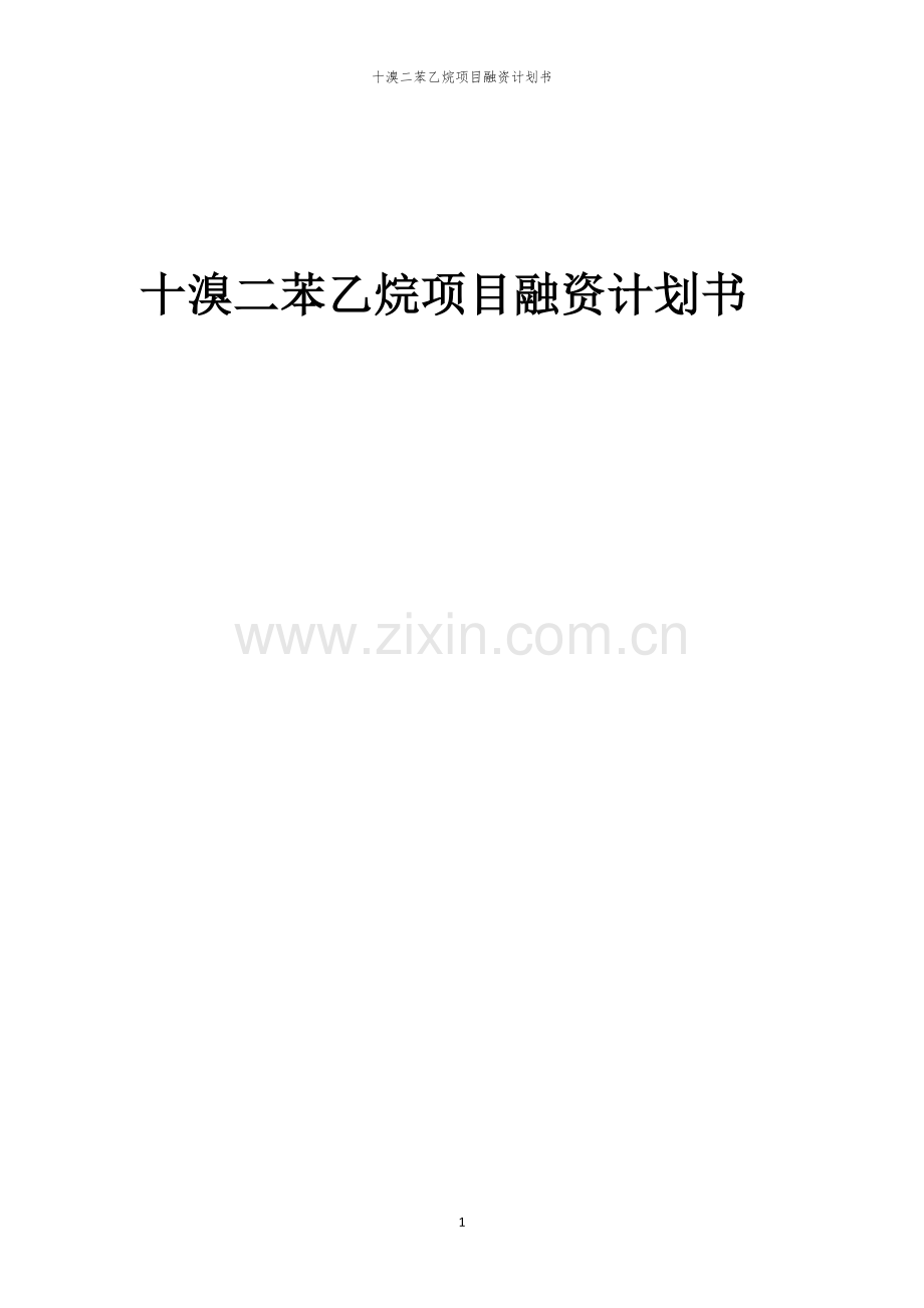 十溴二苯乙烷项目融资计划书.docx_第1页