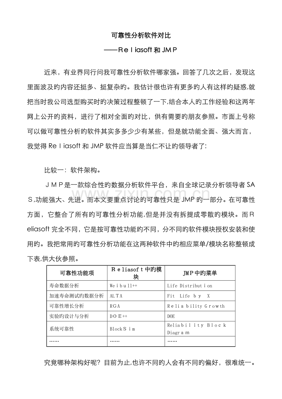 可靠性分析软件大PK.doc_第1页