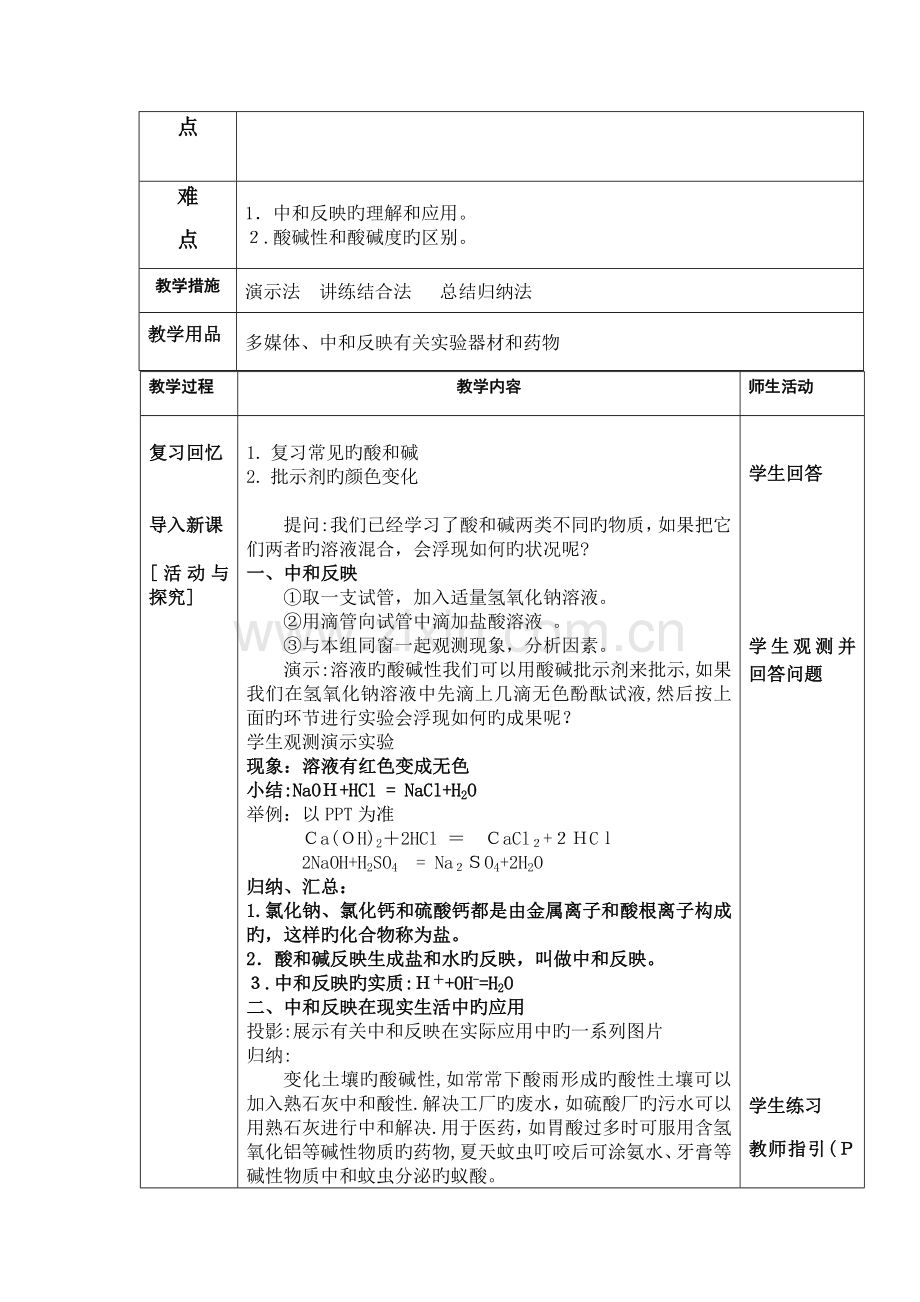 中和反应优质教案.doc_第2页