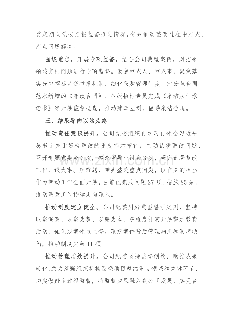 公司纪委书记在集团履行巡视整改责任情况的汇报发言.docx_第2页