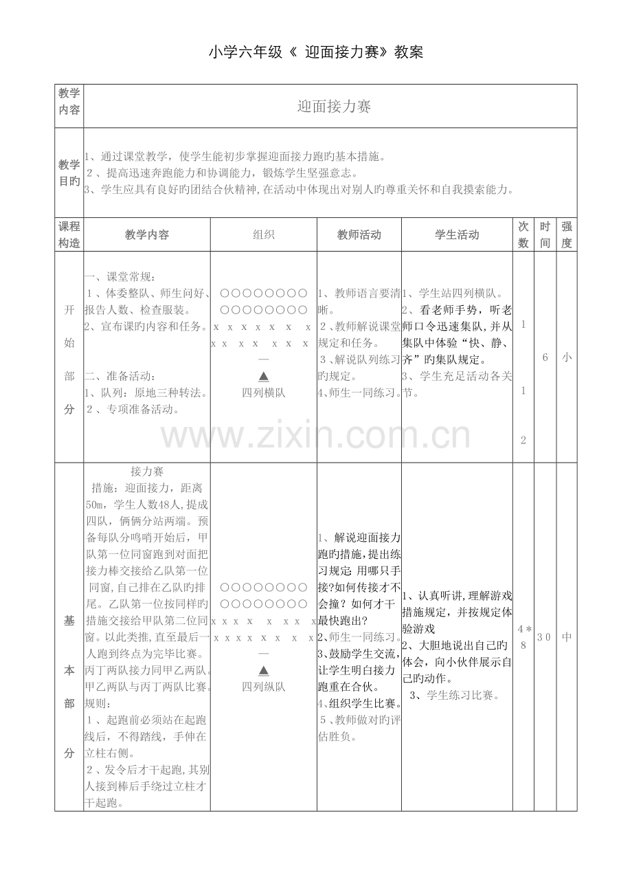 体育迎面接力教案.doc_第1页