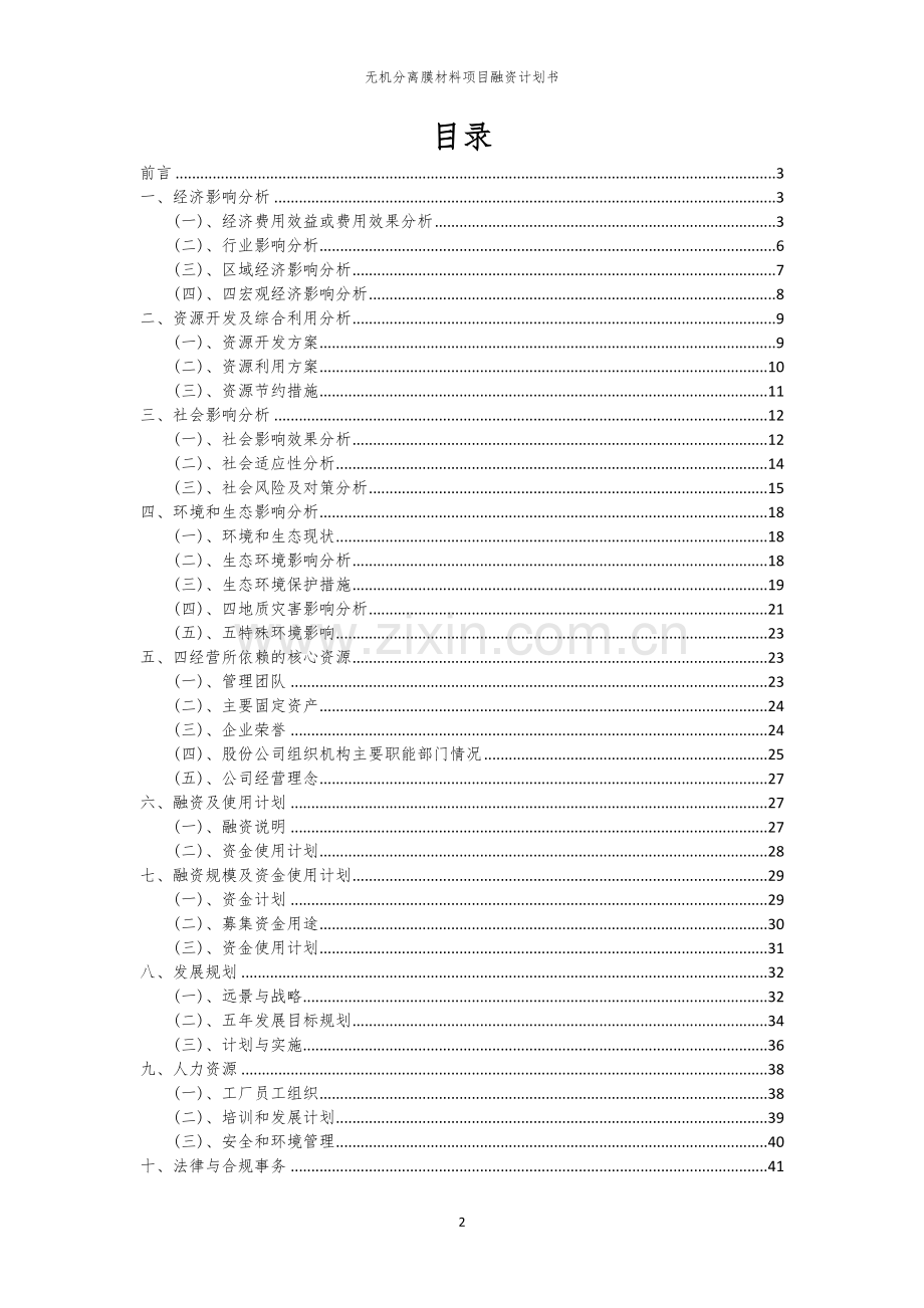 无机分离膜材料项目融资计划书.docx_第2页