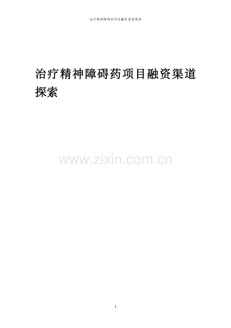 治疗精神障碍药项目融资渠道探索.docx_第1页