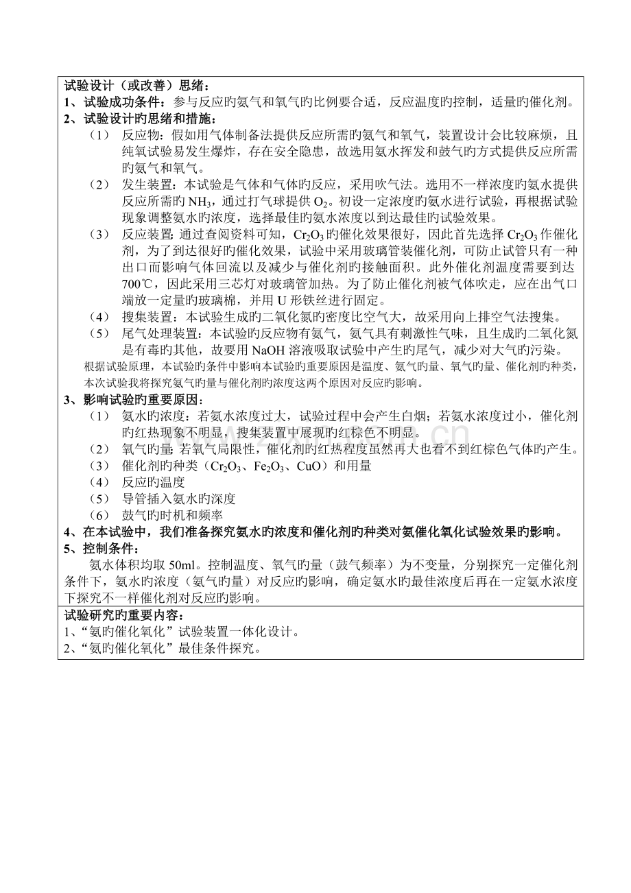 氨的催化氧化实验设计与研究实验报告.docx_第2页