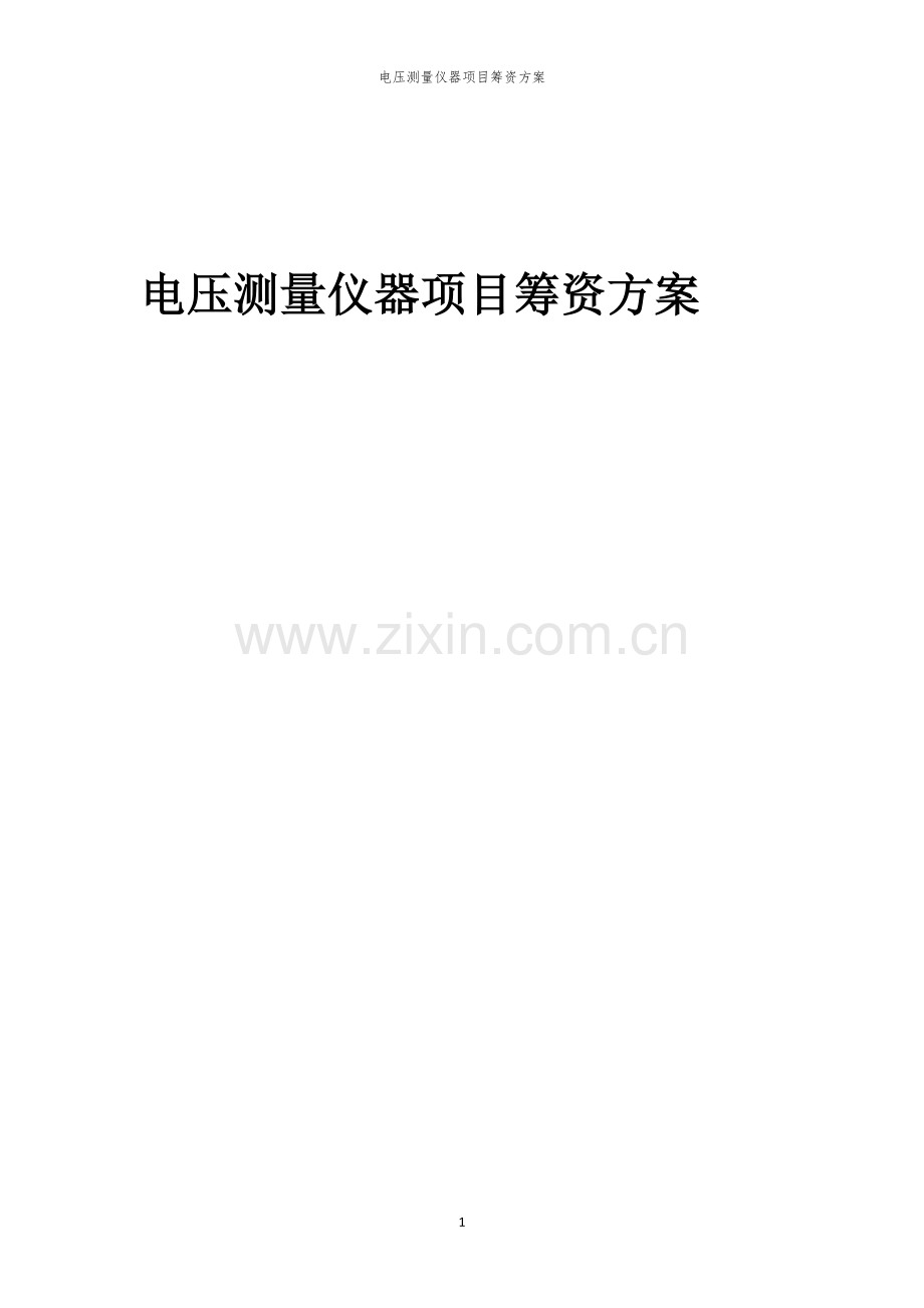 电压测量仪器项目筹资方案.docx_第1页