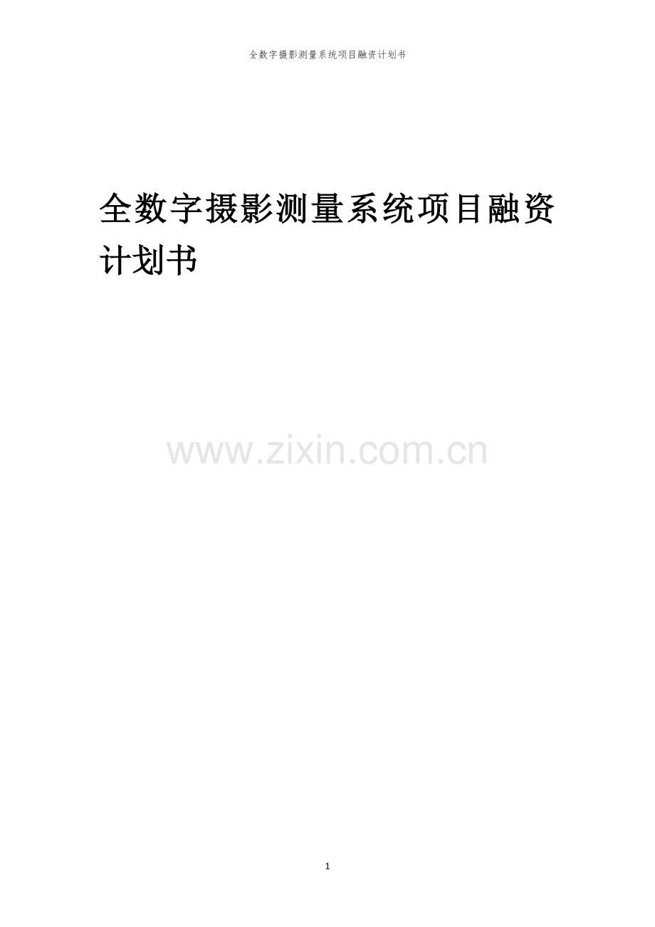 全数字摄影测量系统项目融资计划书.docx_第1页