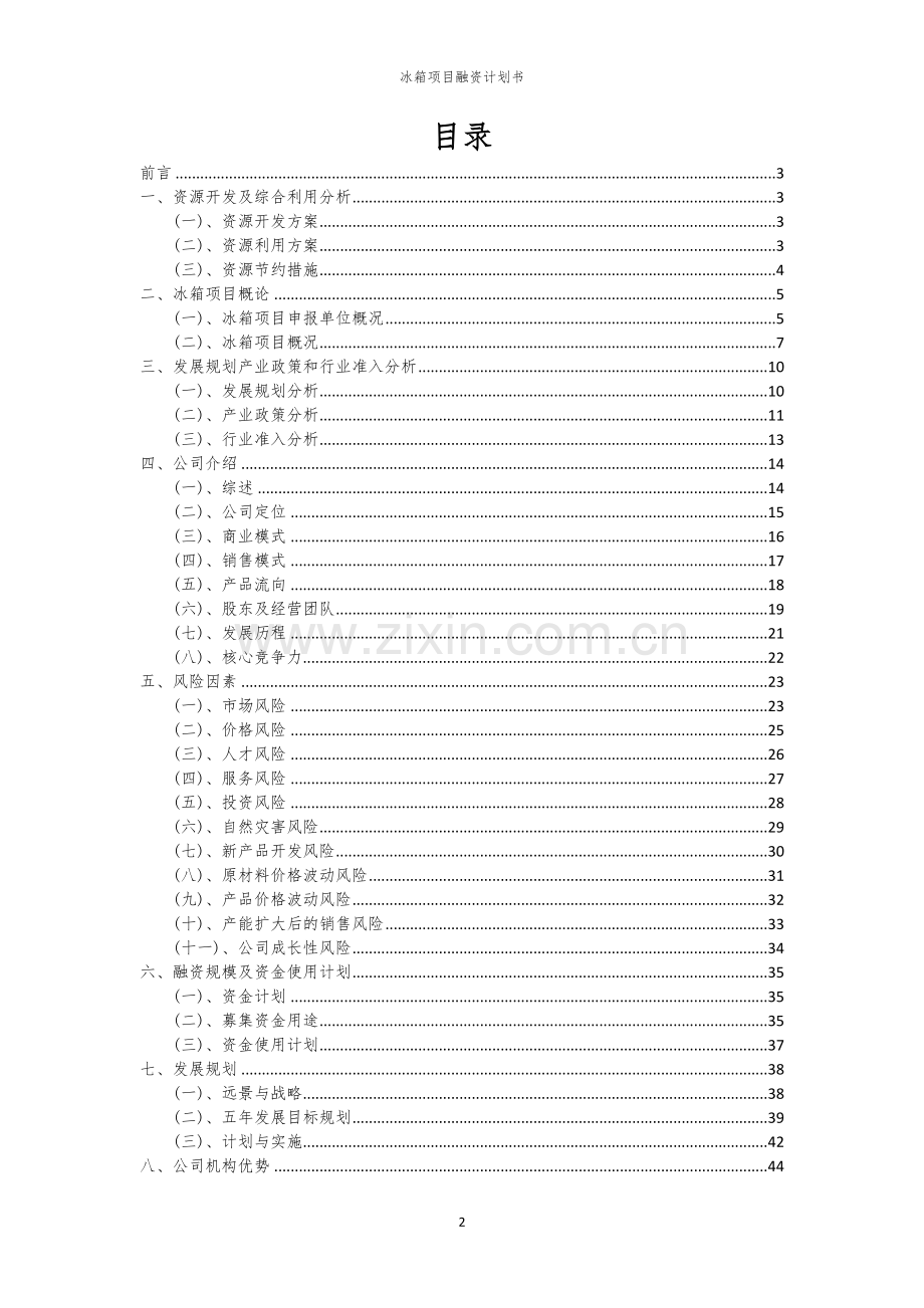 冰箱项目融资计划书.docx_第2页