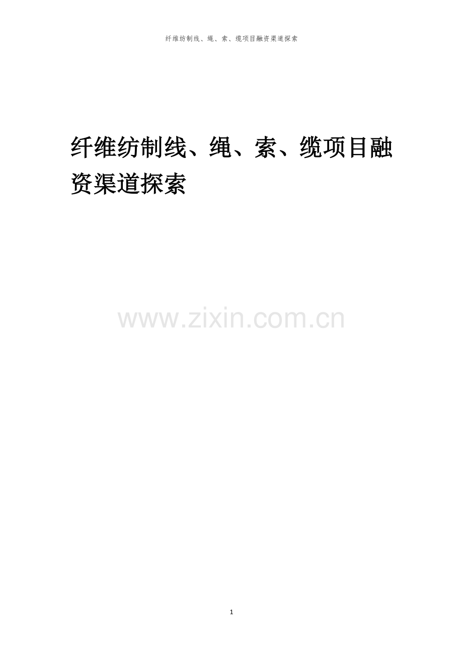 纤维纺制线、绳、索、缆项目融资渠道探索.docx_第1页