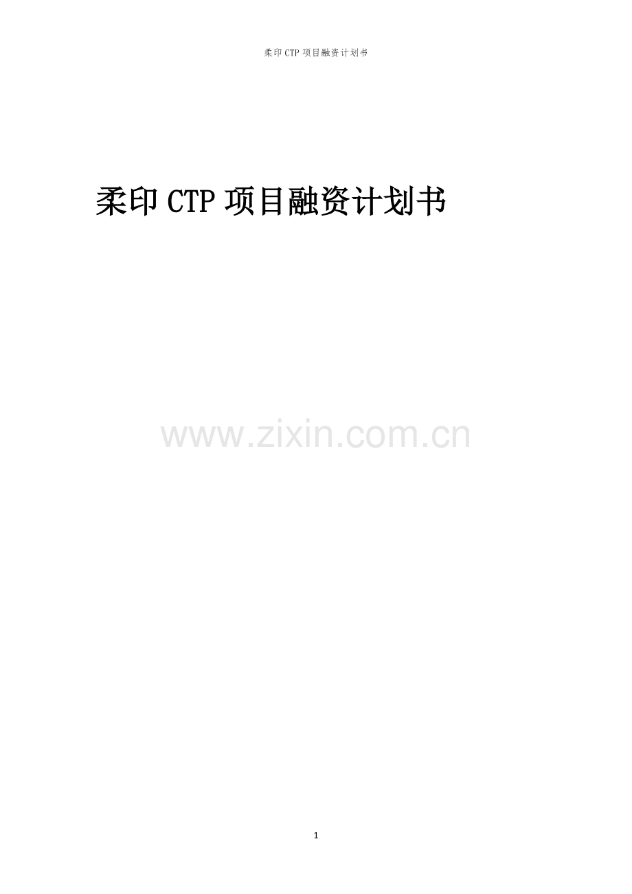 柔印CTP项目融资计划书.docx_第1页