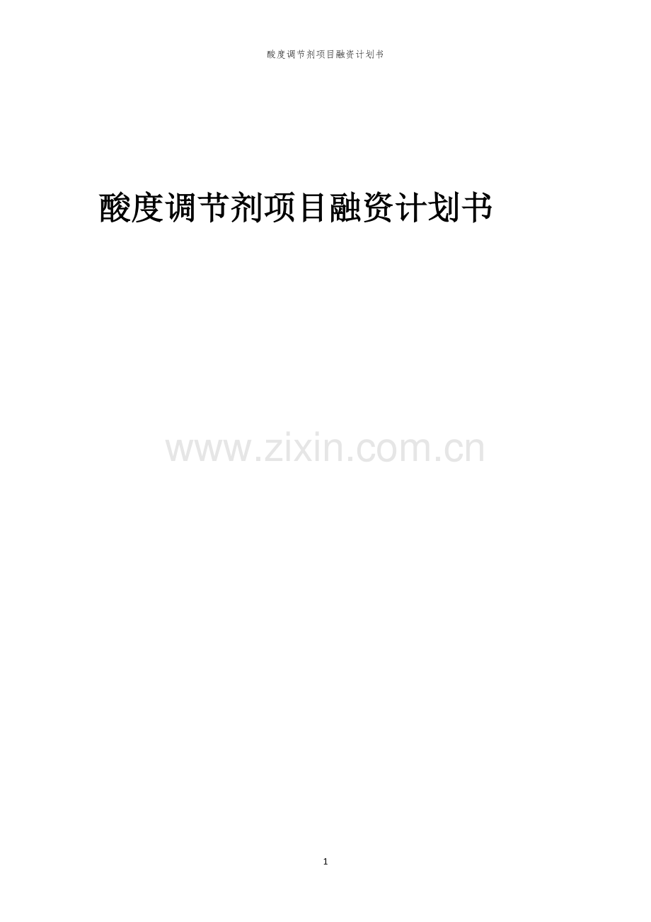 酸度调节剂项目融资计划书.docx_第1页