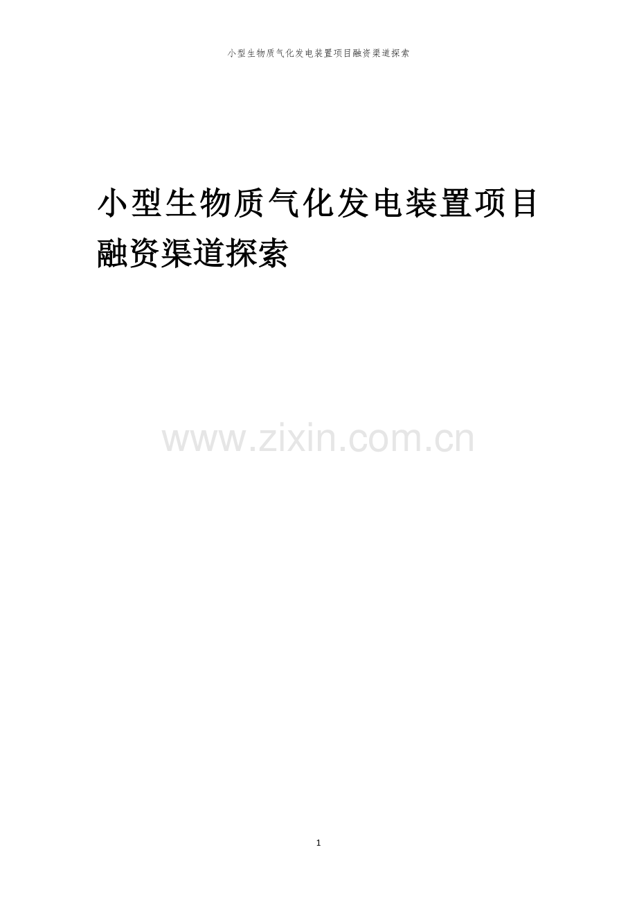小型生物质气化发电装置项目融资渠道探索.docx_第1页