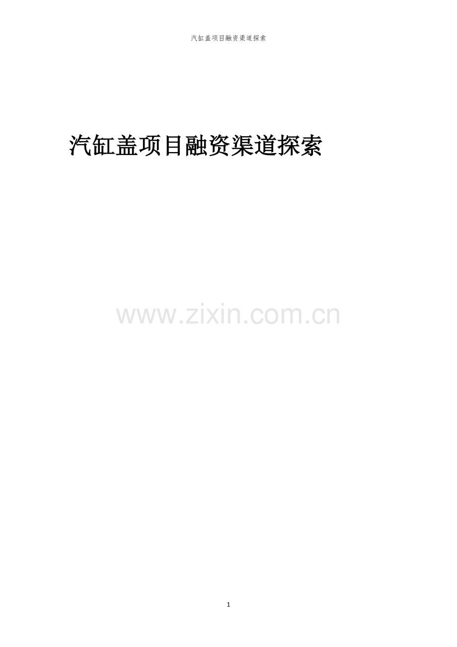 汽缸盖项目融资渠道探索.docx_第1页