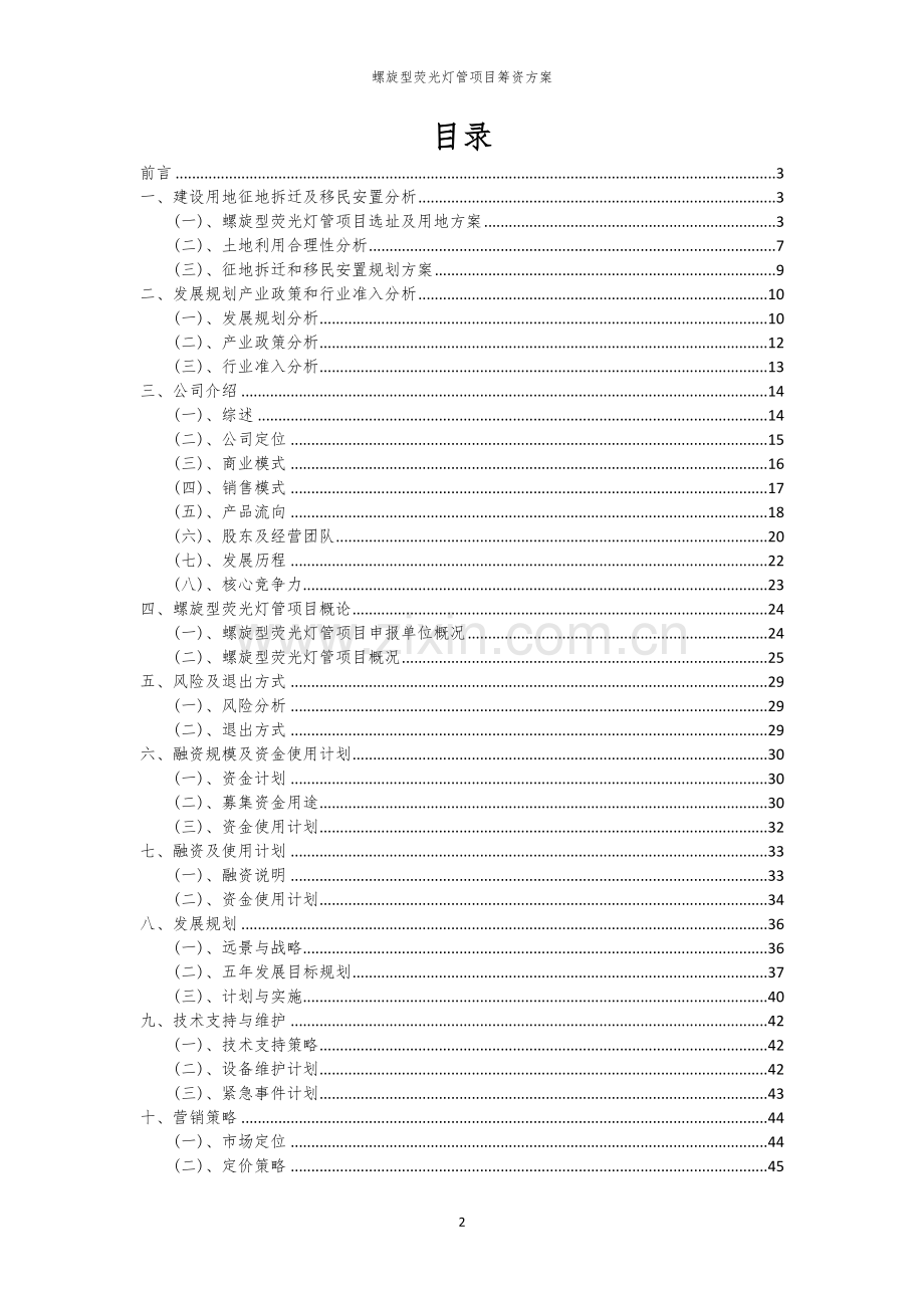 螺旋型荧光灯管项目筹资方案.docx_第2页