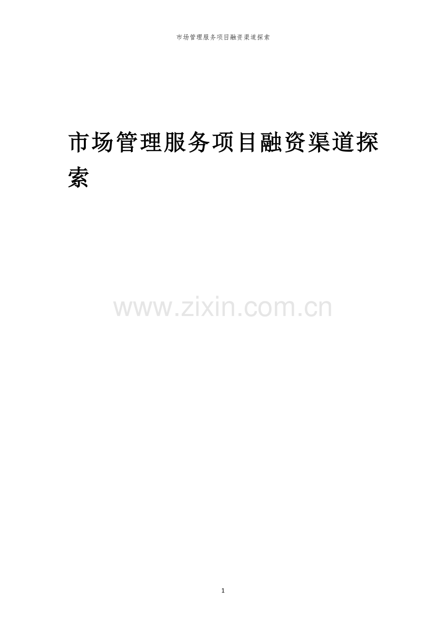 市场管理服务项目融资渠道探索.docx_第1页
