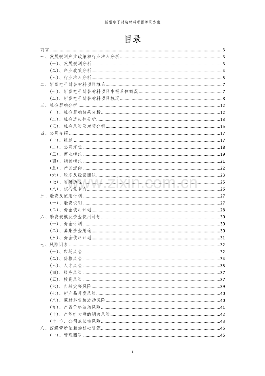 新型电子封装材料项目筹资方案.docx_第2页